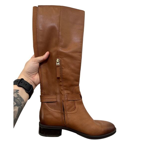 SAM EDELMAN Camel Tan Leather Knee High Boots 6.5 M Luxe Preppy Classic Casual - Picture 1 of 13